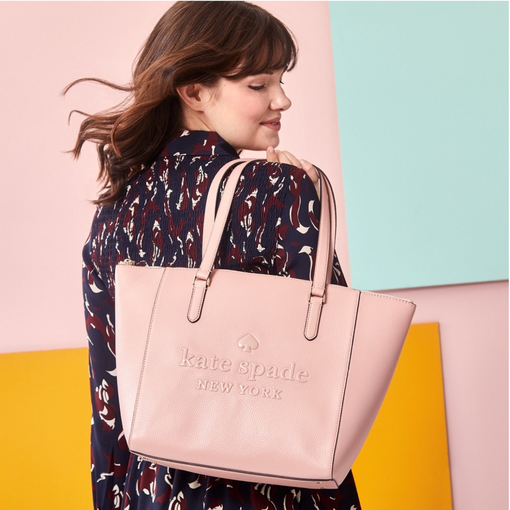 Kate Spade New York Larchmont Avenue Logo Penny Pink Leather Tote